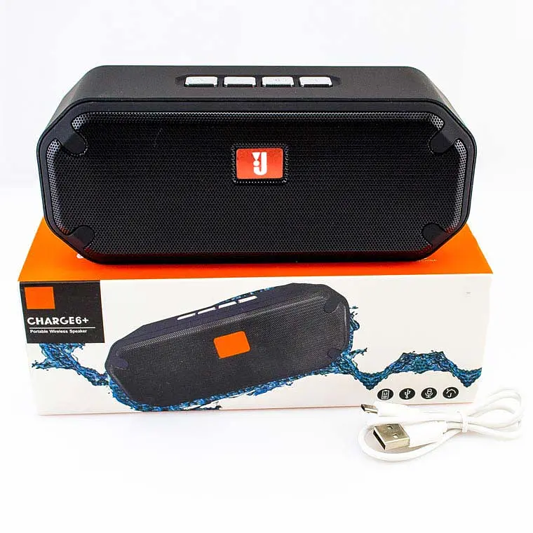 Портативна акумуляторна Bluetooth колонка бездротова 16см переносна акустика бумбокс USB MP3 FM UKC CHARGE 6+ чорний - фото 5