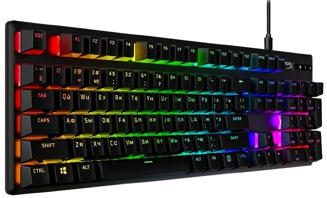 Клавіатура HyperX Alloy Origins Red PBT ENG/RU RGB Black (639N3AA) - фото 2