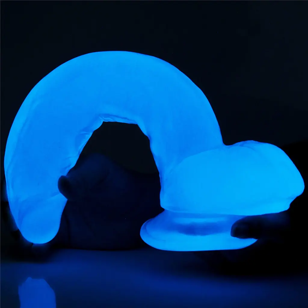 Неоновый фаллоимитатор LoveToy Lumino Play 26 см голубой - фото 4