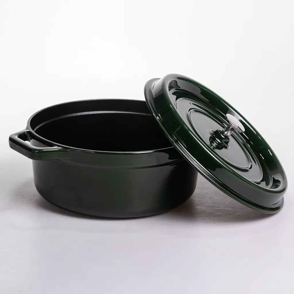 Кокотниця чавунна емальована 6,5 л, малахіт Yongkang HP-FLG-12 green - фото 3