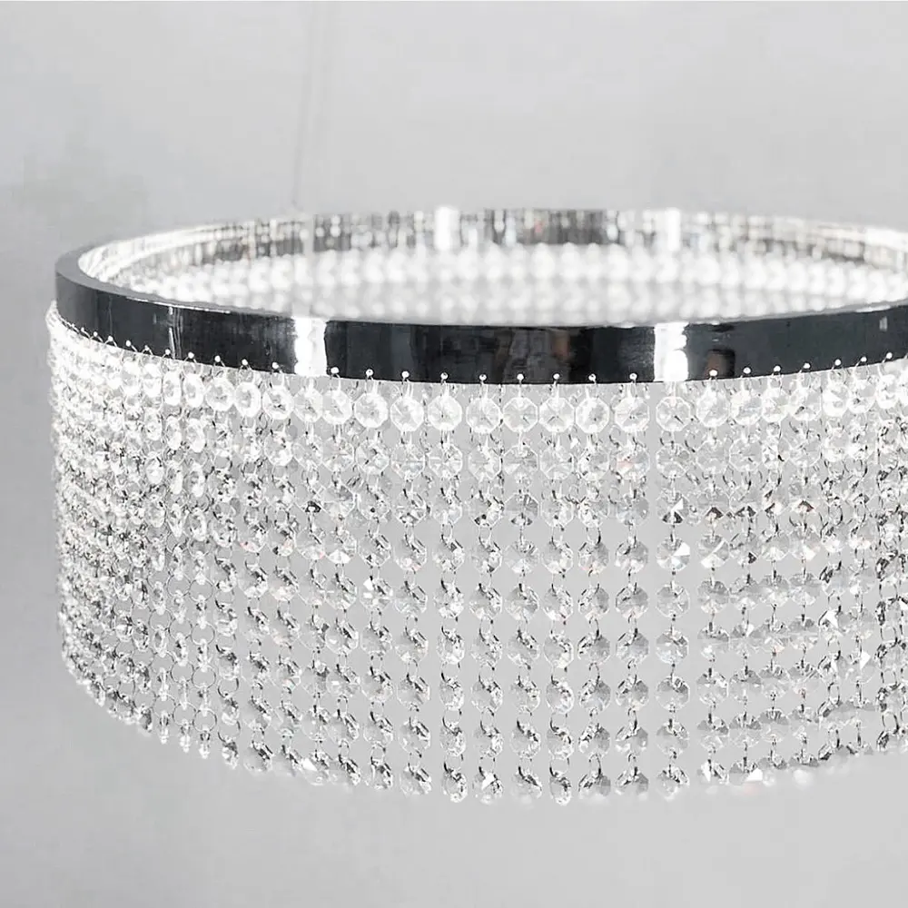 Невероятная хрустальная люстра с серебряной обводкой h25 Line.F Диаметр 50см - фото 2