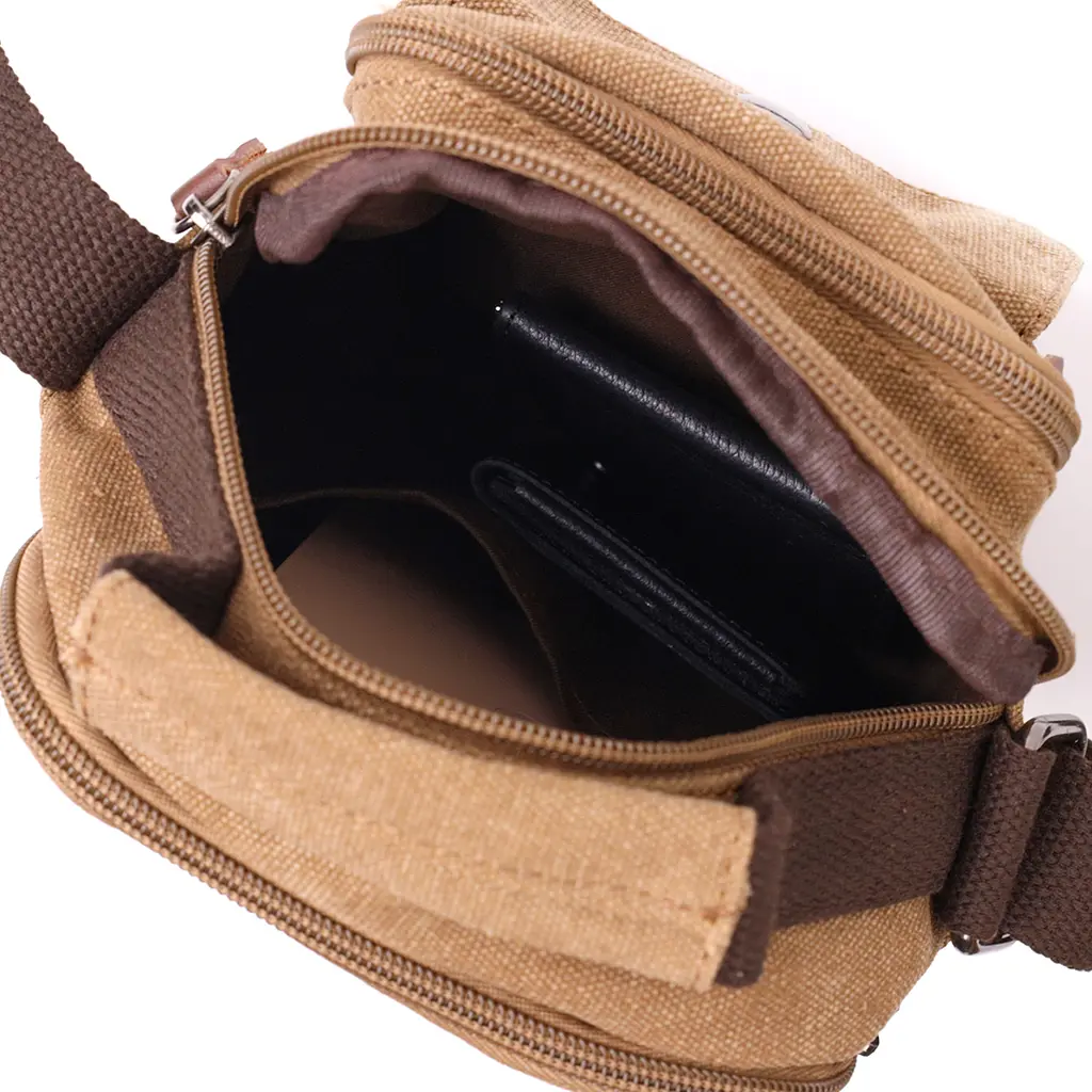 Практичная небольшая мужская сумка из плотного текстиля Vintage 14,5х19х10,5 см sum0028943 - фото 7