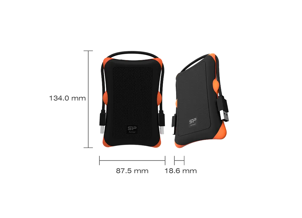 Внешний жесткий диск Silicon Power портативный USB 3.2 1 TB Armor A30 черно-оранжевый - фото 5