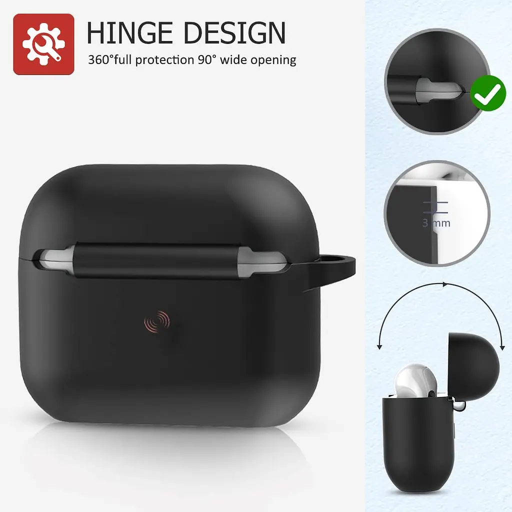 Чехол для наушников Blueo AirPods Pro Silicone Case+Carbine [Black] [45696] - фото 5