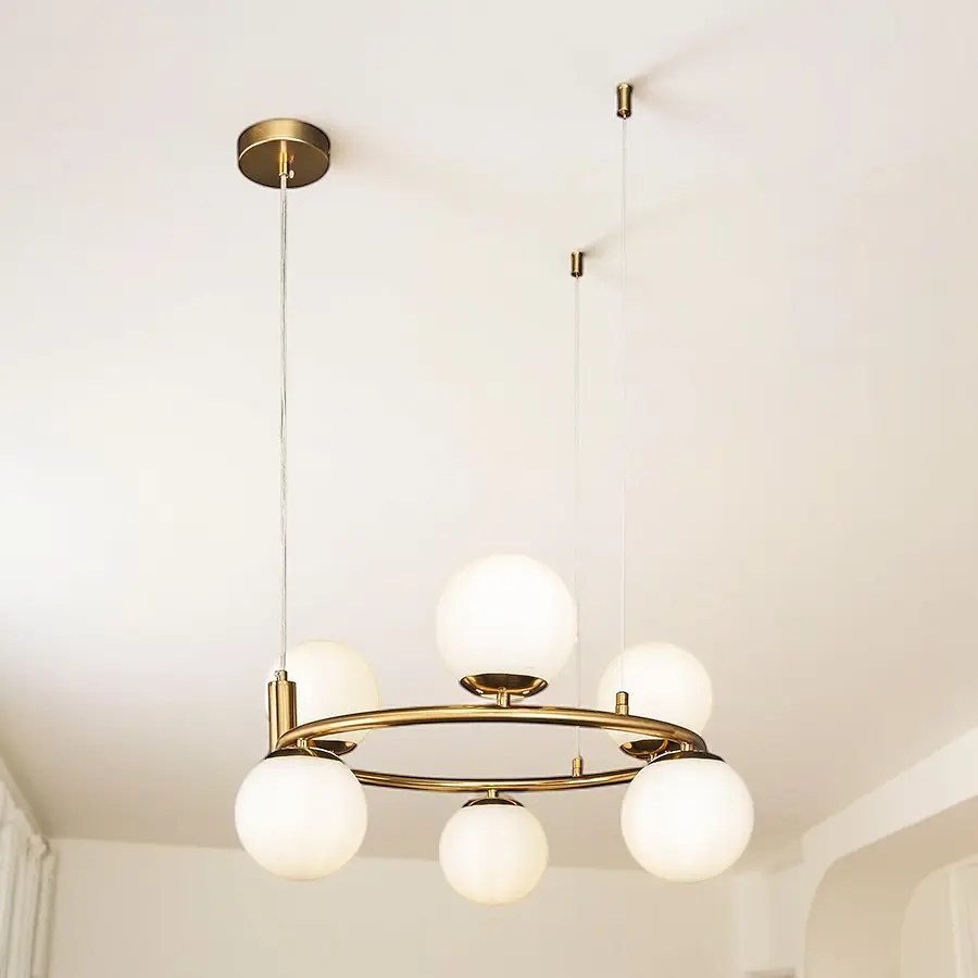 Люстра підвісна з кульками Levistella 7521011-6 BRZ+WH