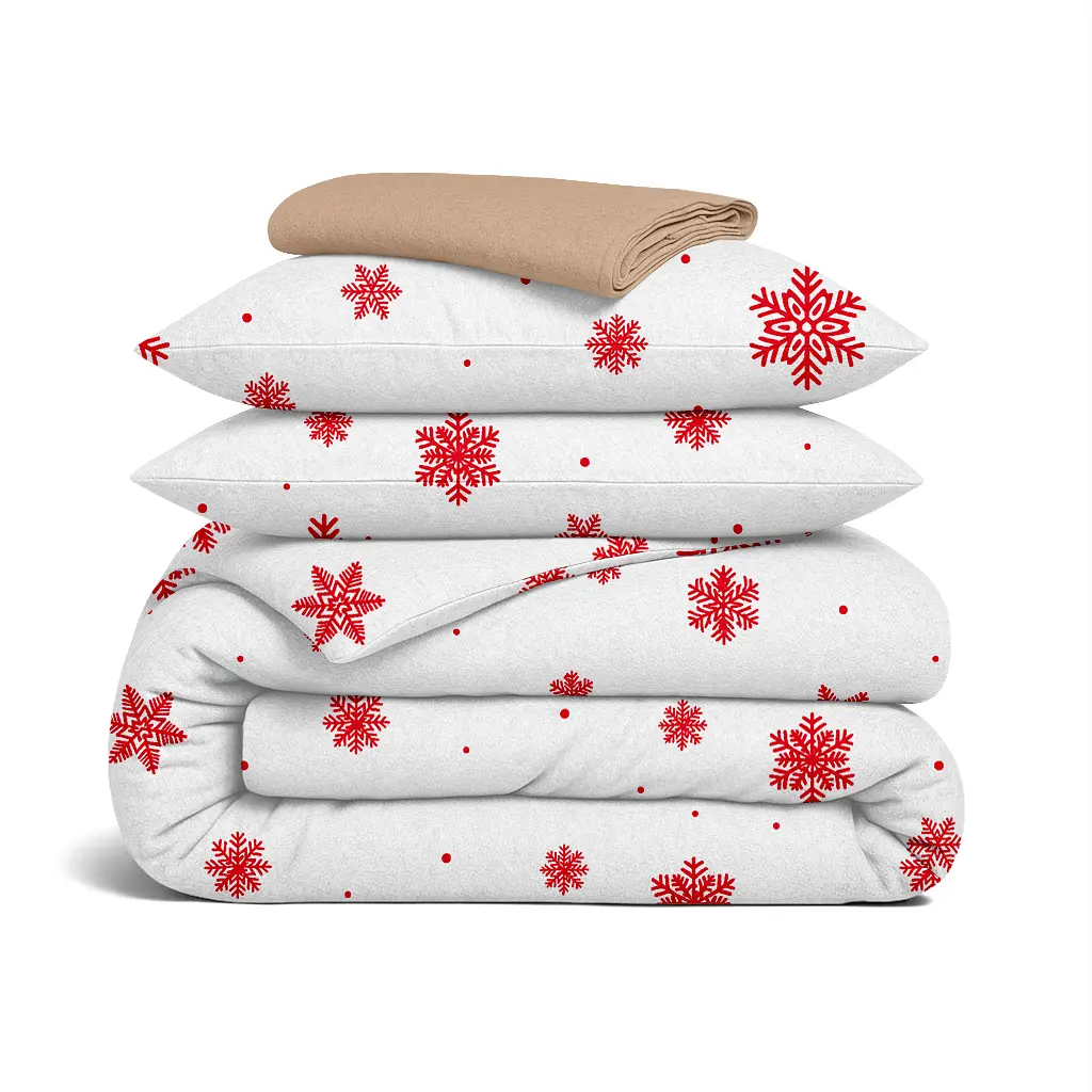 Євро постільна білизна фланель з простирадлом на резинці SNOWFLAKES BERRY CS3 COSAS (4822052478400)