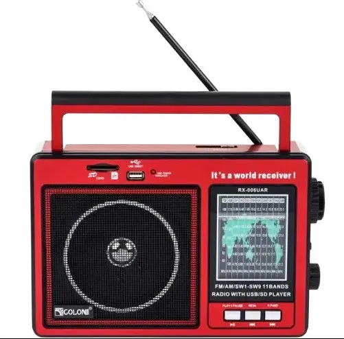 Радіоприймач Golon RX-006UAR радіо MP3 USB MicroSD робота від мережі батарейок Червоний - фото 2