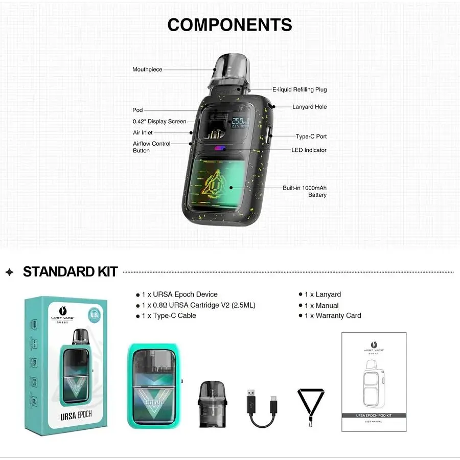 Под-система Lost Vape Epoch 25W Pod 1000mAh 2.5ml Kit Arcade Era (17437) - фото 3
