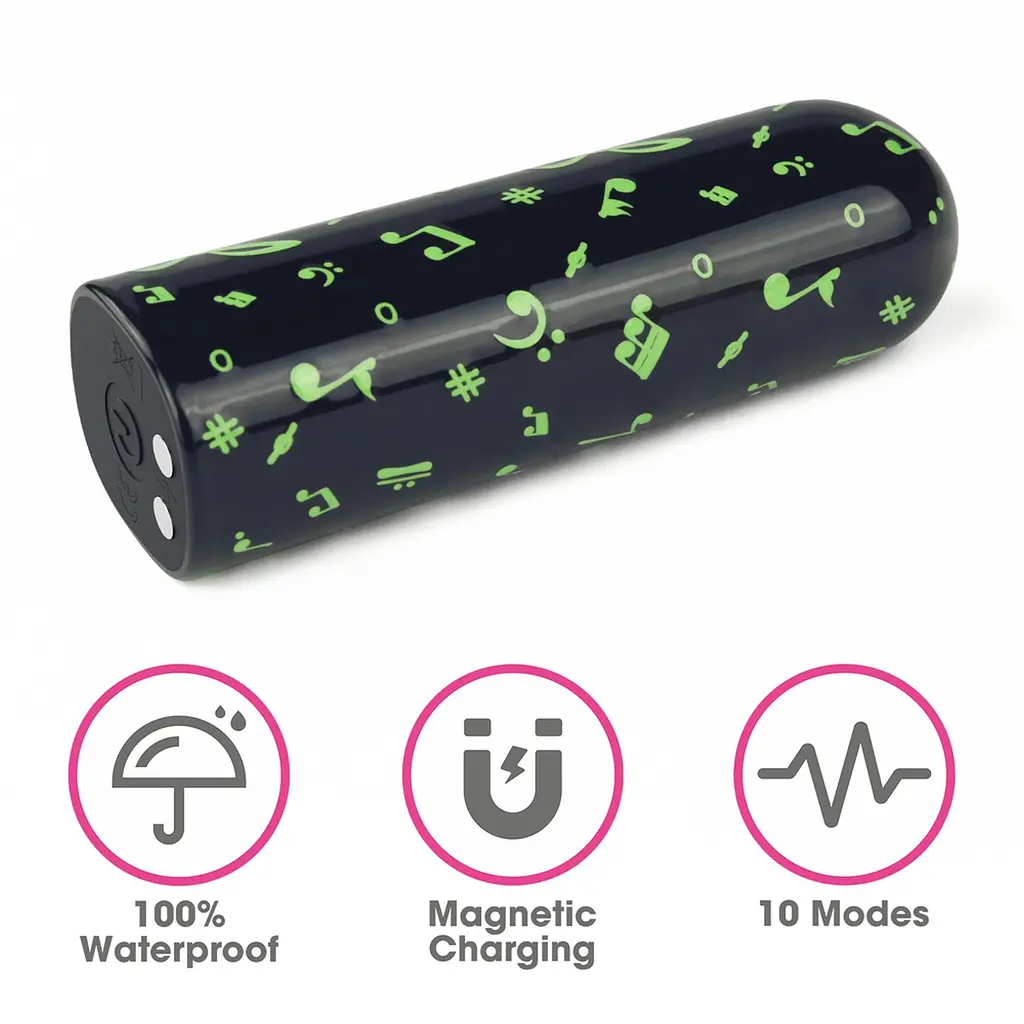 Вібратор для клітора Lovetoy Music Massager Glow In The Dark 8.5 см чорний - фото 5