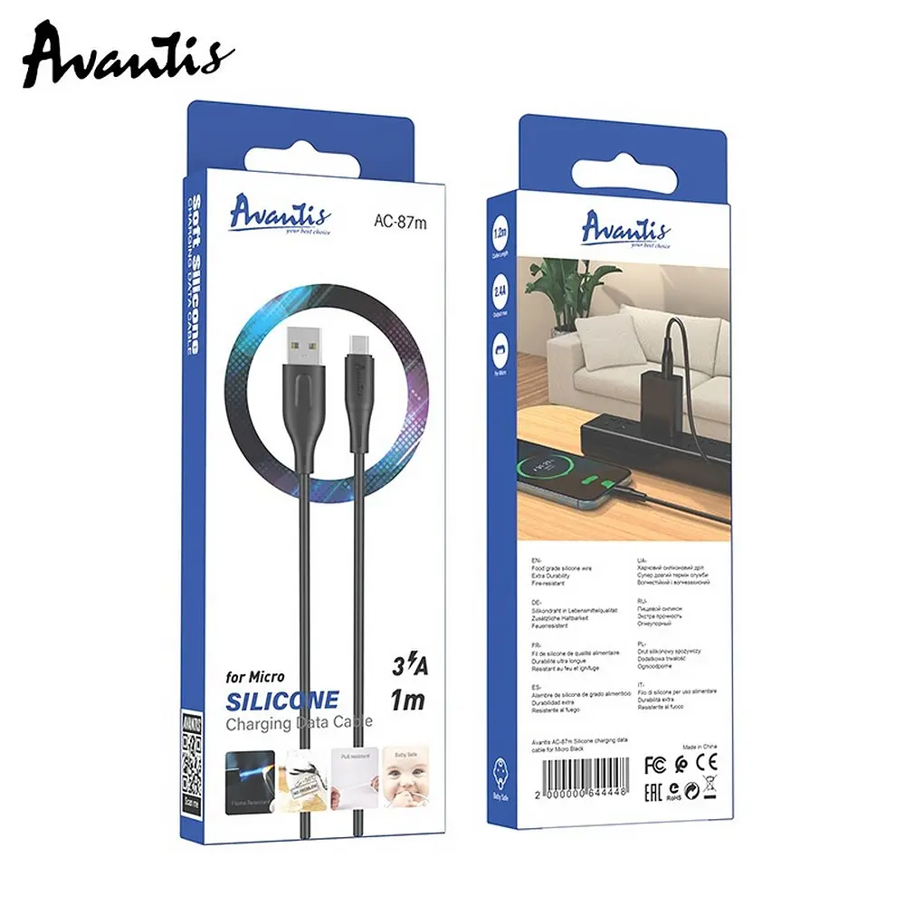 Кабель Avantis AC-87m Silicone cable Micro Black - фото 2