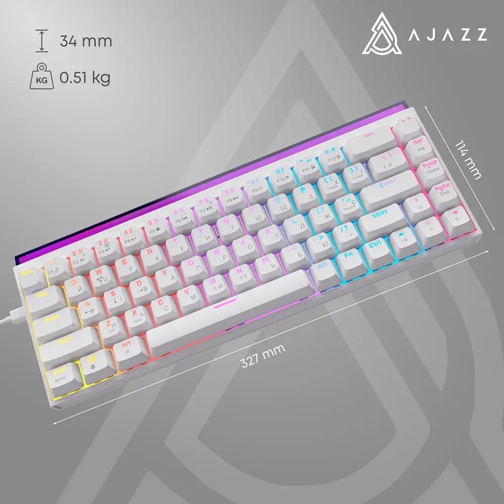 Клавиатура Ajazz NK68 Red Switch White USB-C (NK68-R-W) - фото 2
