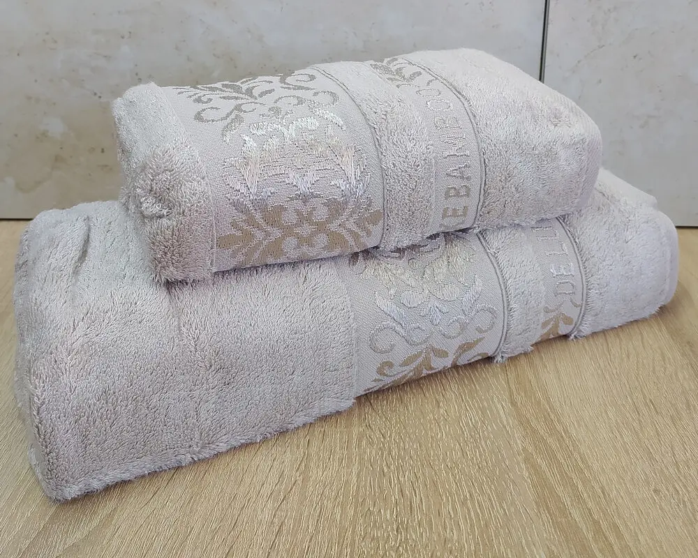 Набір турецьких бамбукових махрових рушників Cestepe 50х90+70х140 Bamboo Ecol Bej - фото 2