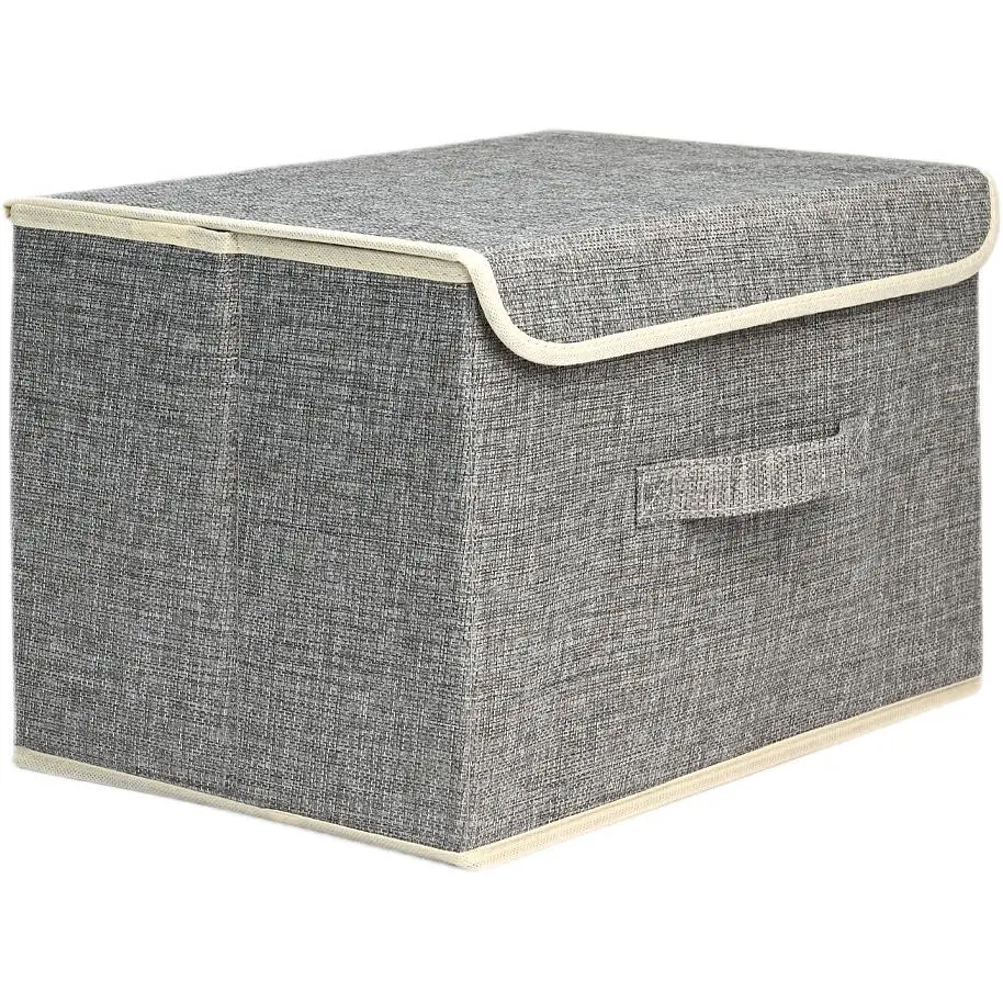 Ящик для зберігання МВМ My Home з кришкою текстильний 380x250x250 мм світло-сірий (TH-07 M LIGHT GRAY) - фото 2