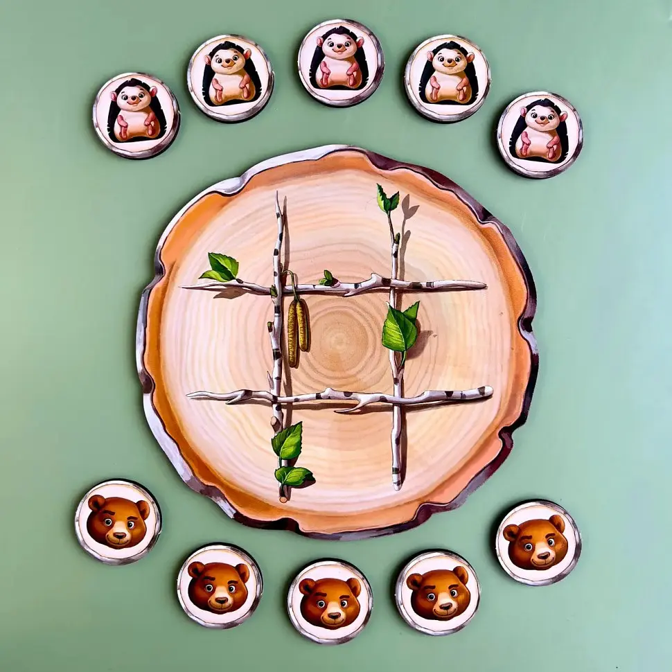 Деревянная настольная игра Крестики-нолики Ubumblebees (ПСД159) PSD159 ежик и медведь - фото 2