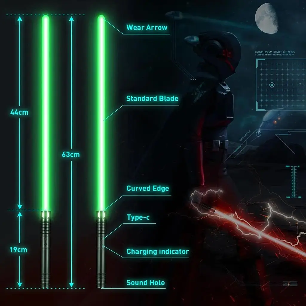 Набор лазерных мечей SLVCREK Star Wars 2 перезаряжаемых 12 цветов со звуком - фото 3