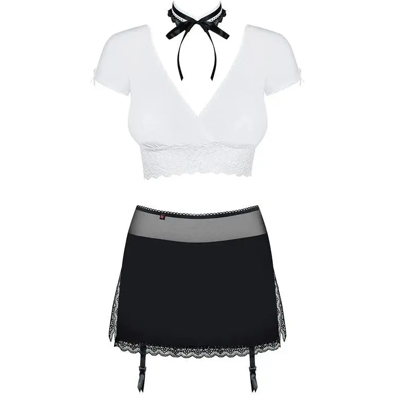 Эротический костюм секретарши Obsessive Secretary suit 5pcs black L/XL черно-белый - фото 5