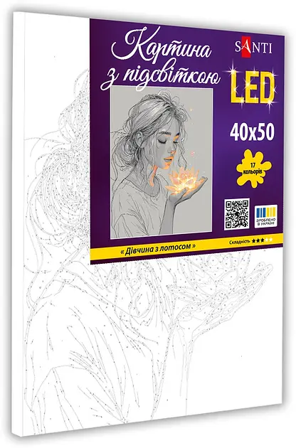 Картина за номерами Santi Дівчина з лотосом 40х50 см з LED підсвіткою (955106) - фото 2