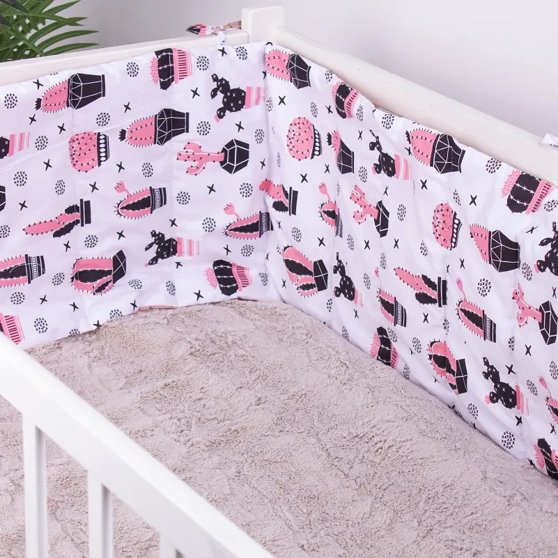 Захисний борт в ліжечко MirSon Kids Time 18-0004 Pink Cactus, білий - фото 3