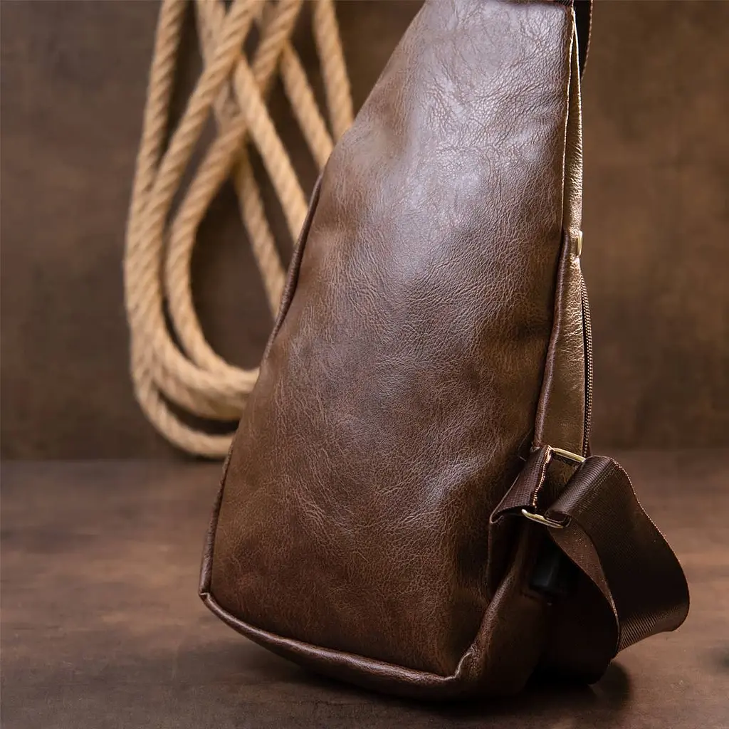 Сумка кросс боди смарт из кожзама 20572 Vintage коричневая - фото 8