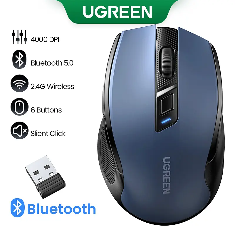 Маніпулятор миша бездротова UGREEN MU006 Ergonomic Wireless Mouse Blue - фото 3