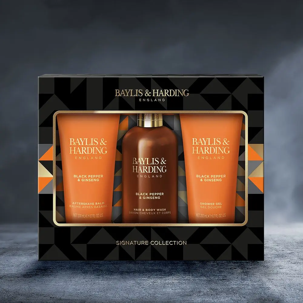 Набор Baylis & Harding Black Pepper & Ginseng: Шампунь-гель для душа 300 мл + Бальзам после бритья 200 мл + Гель для душа 200 мл - фото 3
