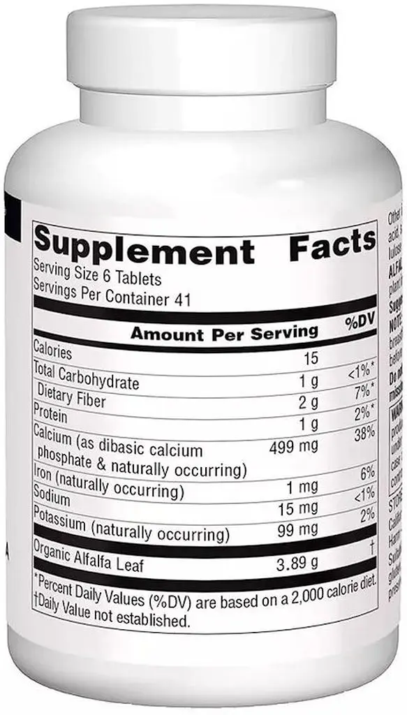 Люцерна Source Naturals Alfalfa 648 mg, 250 таблеток - фото 2