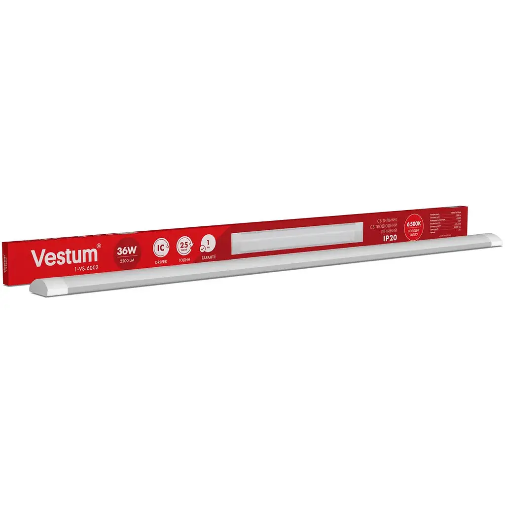 Світлодіодний лінійний світильник Vestum 1.2 м 36W 6500K 220V IP20 1-VS-6002 - фото 2