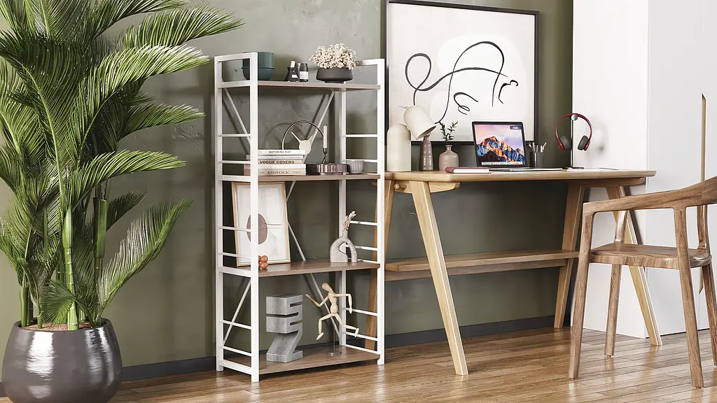 Етажерка 4/60 Ferrum-decor Серії Коннект 120x60x28 білий ДСП Дуб Сонома Трюфель 16мм (FRD-104246) - фото 7