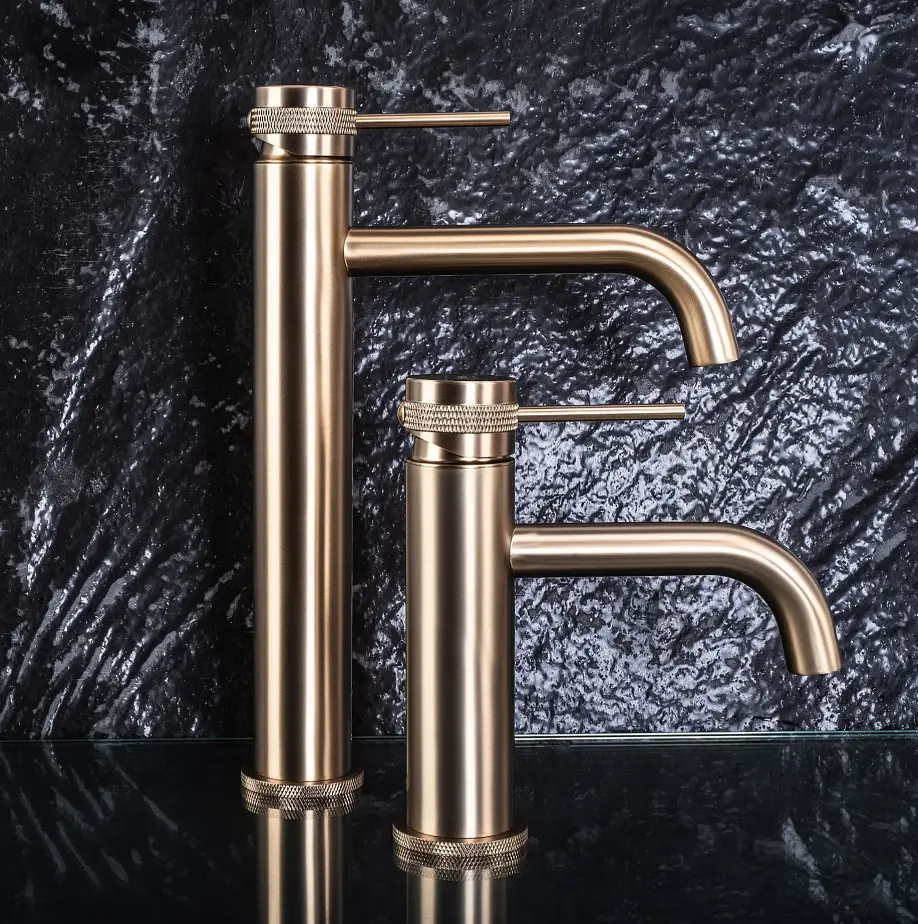 Змішувач для умивальника Rea Lungo Grip низький brushed gold REA-B6950 - фото 5