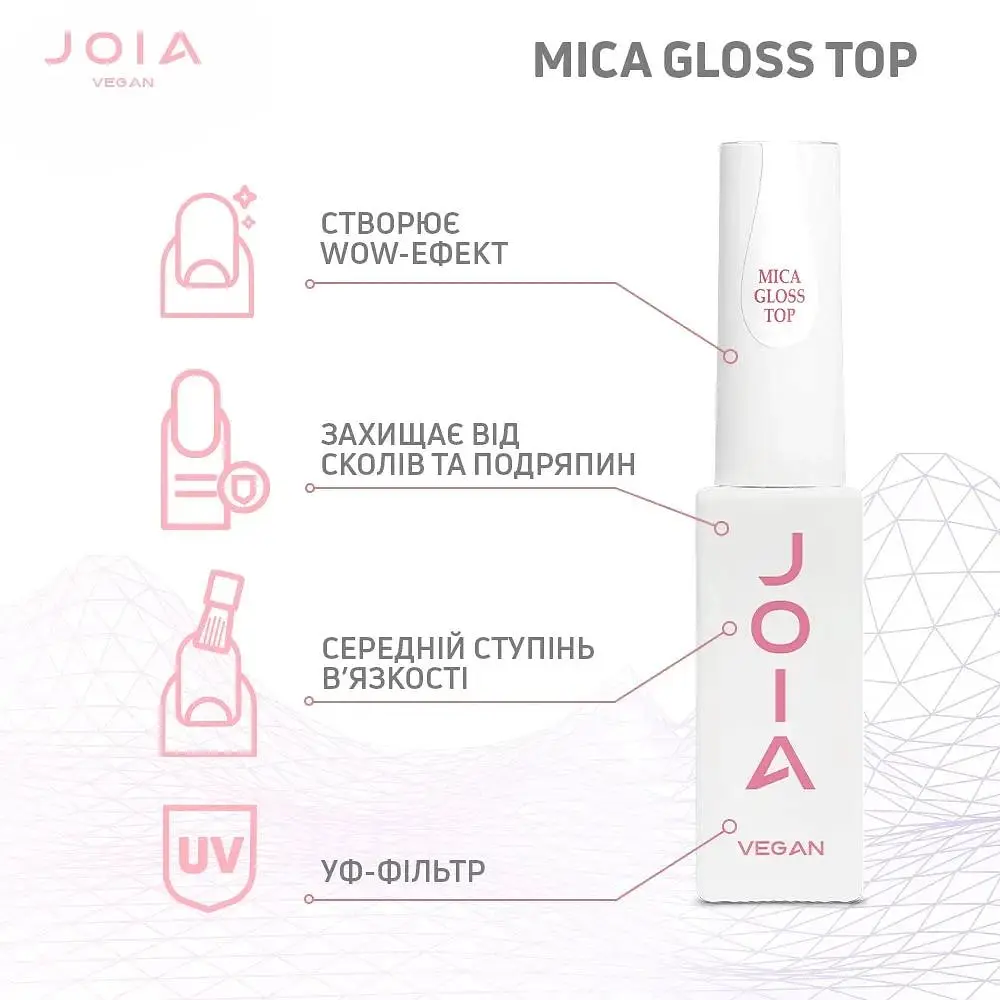 Топ глянцевий для гель-лаку MICA Gloss Top No Wipe JOIA vegan 8 мл - фото 4