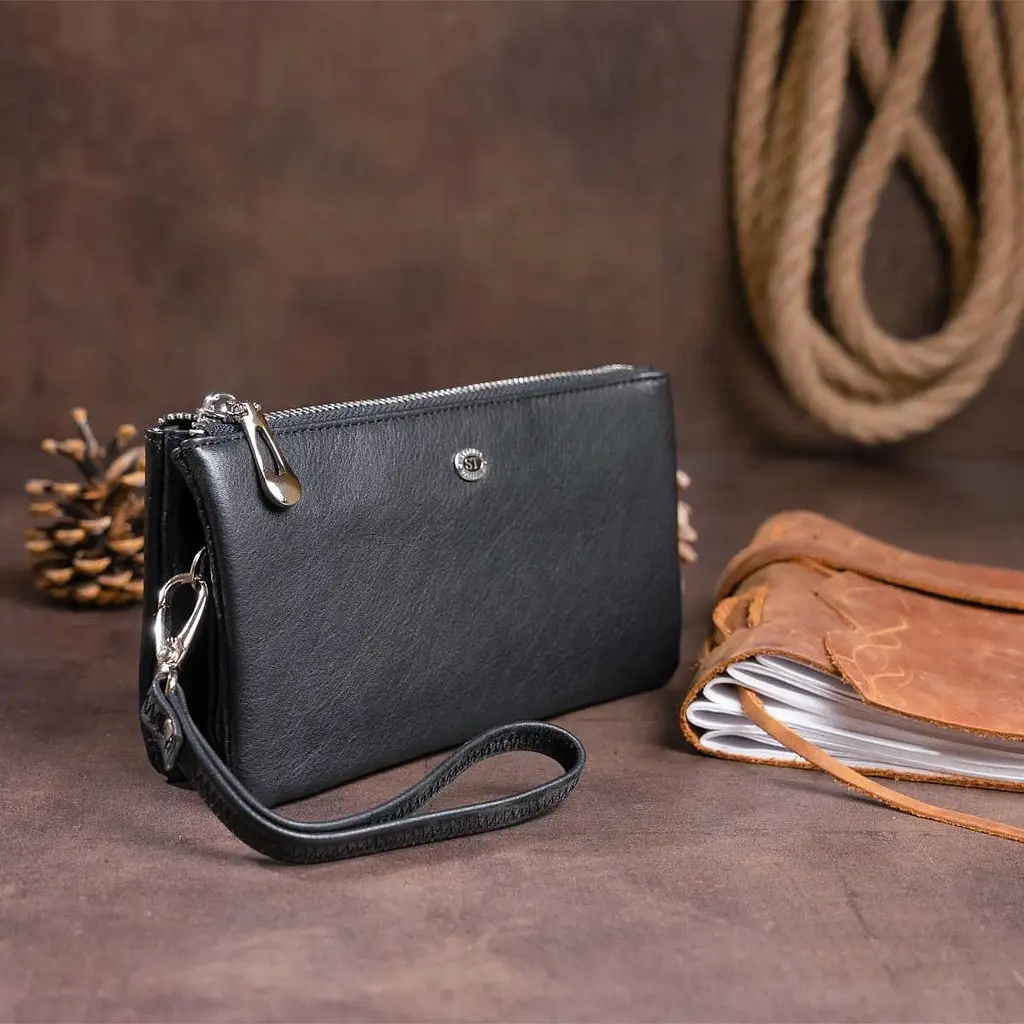 Місткий клатч на два відділення жіночий ST Leather 19246 чорний - фото 9
