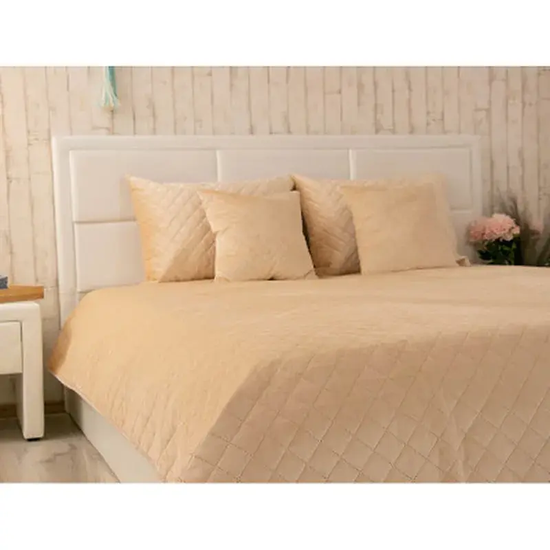 Покривало Руно двостороннє декоративне Velour Beige ромб 180х220 см (340.55_Beige ромб) - фото 5