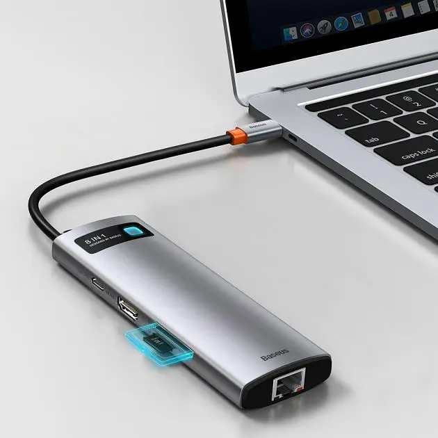 USB-хаб Baseus Metal Gleam Series 8-in-1 Multifunctional Type-C HUB Docking Station Gray - фото 3