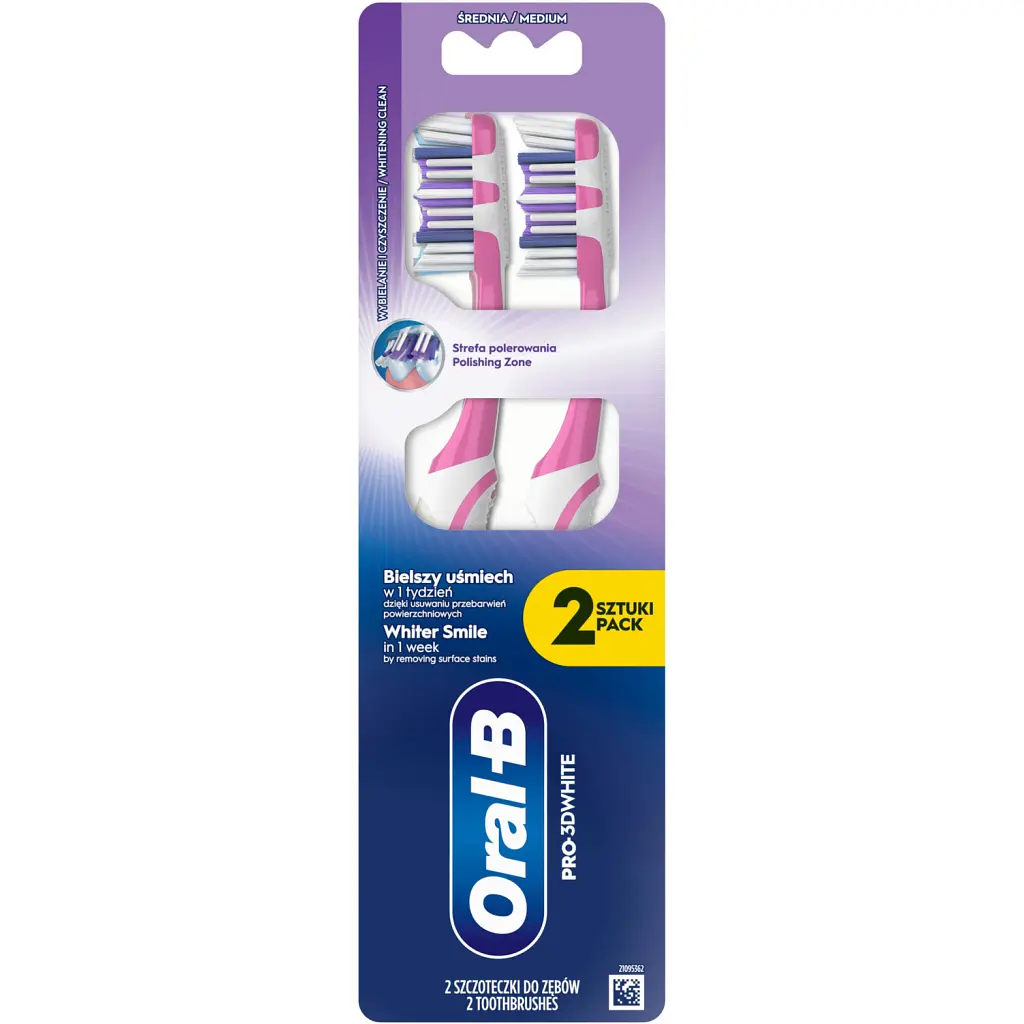 Зубна щітка Oral-B Pro 3D White Відбілювання Середньої жорсткості 2 шт. (8700216459761) - фото 2