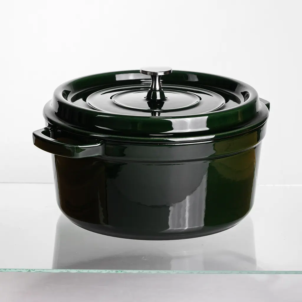 Кокотниця чавунна емальована 4,5 л, малахіт Yongkang HP-FLG-11 green - фото 6