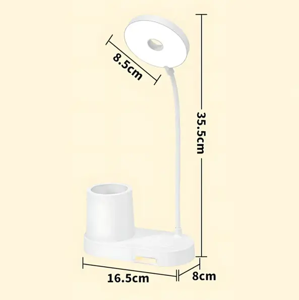 Настільна LED лампа з гнучкою ніжкою та утримувачем сенсорне керування USB-живлення Білий - фото 7