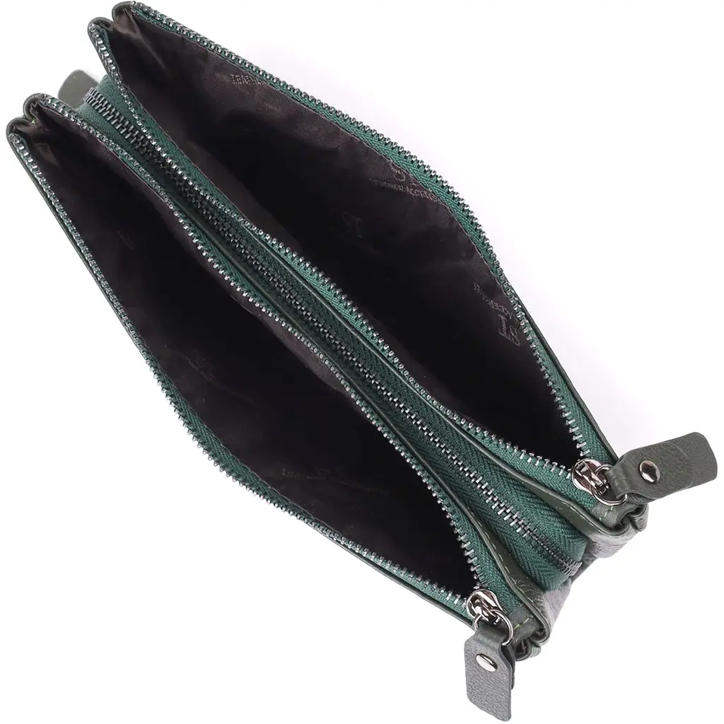 Красивий шкіряний гаманець на три відділення ST Leather 23110 зелений - фото 5