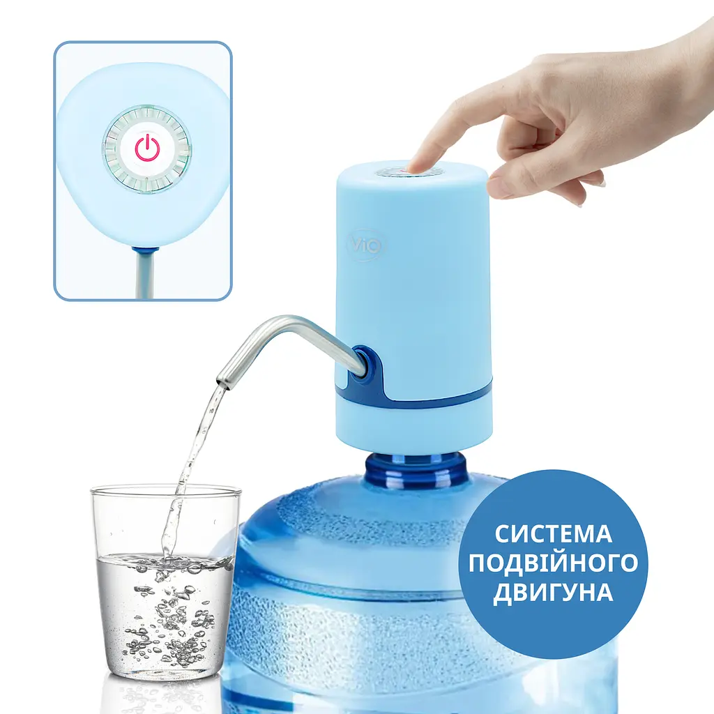 Електрична помпа для води ViO E20 з подвійним мотором, блакитна - фото 3