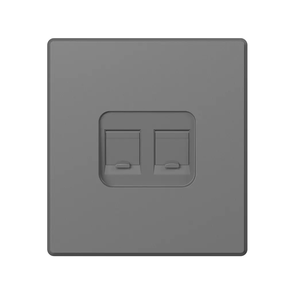 Розетка CAT6e подвійна комп'ютерна сірий графіт VIDEX NOTA (VF-NT-SK2PC6-GR) VIDEX (28886-000) - фото 2
