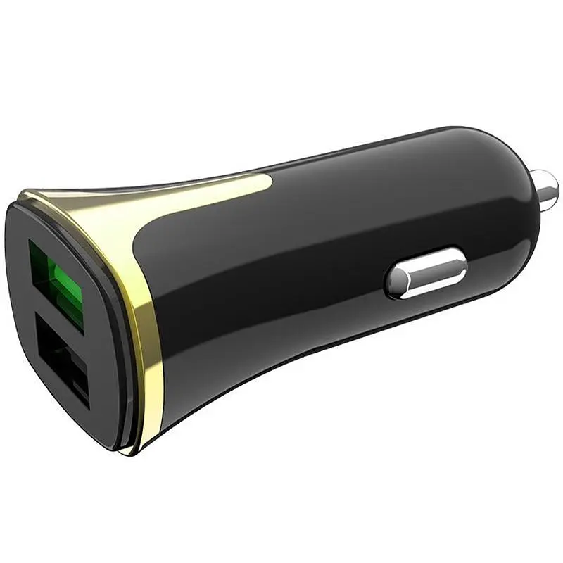 Автомобільний зарядний пристрій Hoco Z31 2 USB QC 3.0 Black/Gold + USB Cable Type-C 3.4A - фото 5