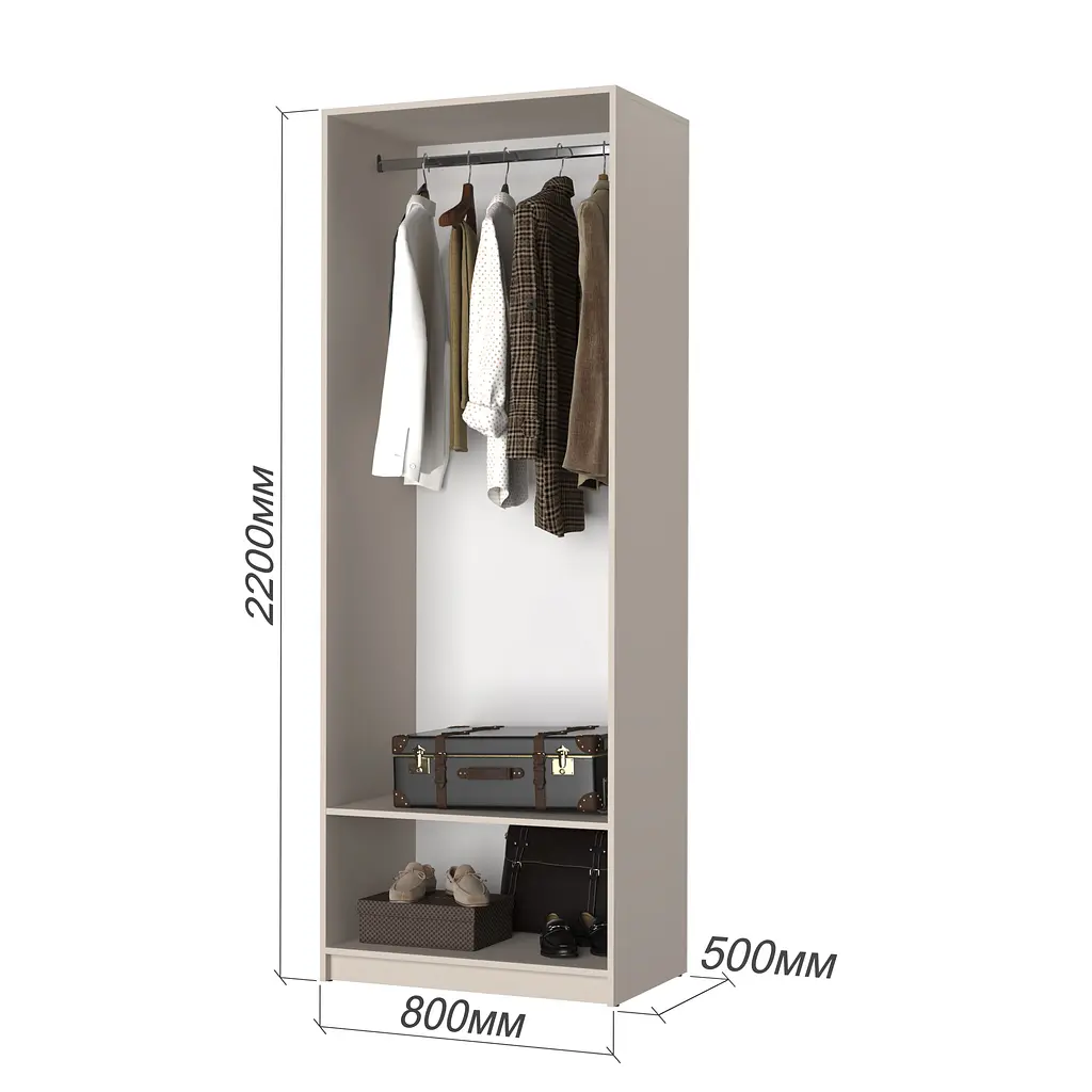 Шкаф 2-дверный с антресолью MebelStar Оскар Gloss BL-B, стандарт 80x52x260 см Антрацит/Альмонд (MBS-5347) - фото 5