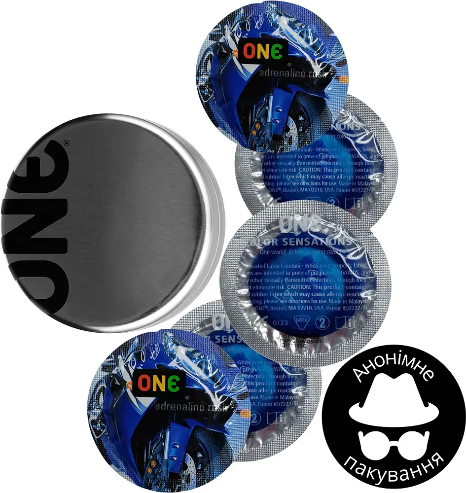 Презервативы One Color Sensation Adrenaline Rush синие 5 шт. в кейсе (ROZ6501052013) - фото 2