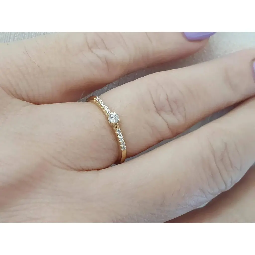 Золотое кольцо Qvaliz с фианитами. К00858Ж 16 - фото 2