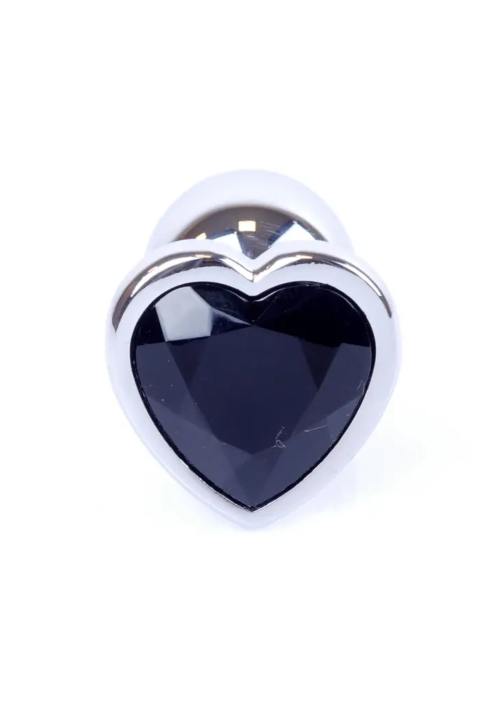 Анальна пробка B - Series HeavyFun Jewellery Silver Heart, 7 см (чорний) - фото 2