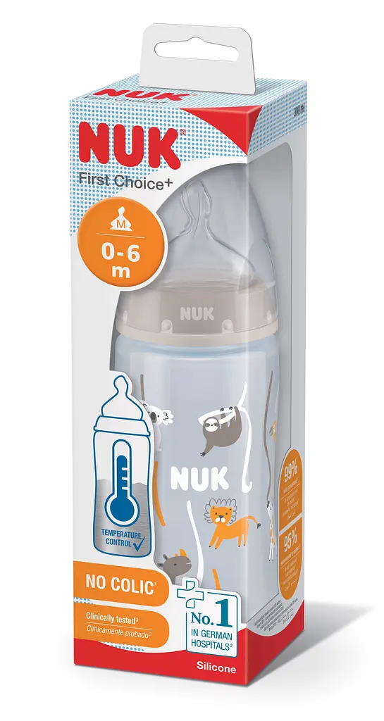 Пляшечка для годування NUK First Choice Plus Сафарі, з силіконовою соскою, 300 мл, бежевий (3952396) - фото 2