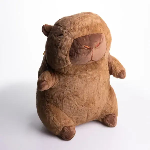 Игрушка-подушка Капибара с гамбургером и пледом 110x140 см детский коричневый плюшевый плед игрушка подушка детская ТМ COLORFUL HOME 520-8 - фото 3