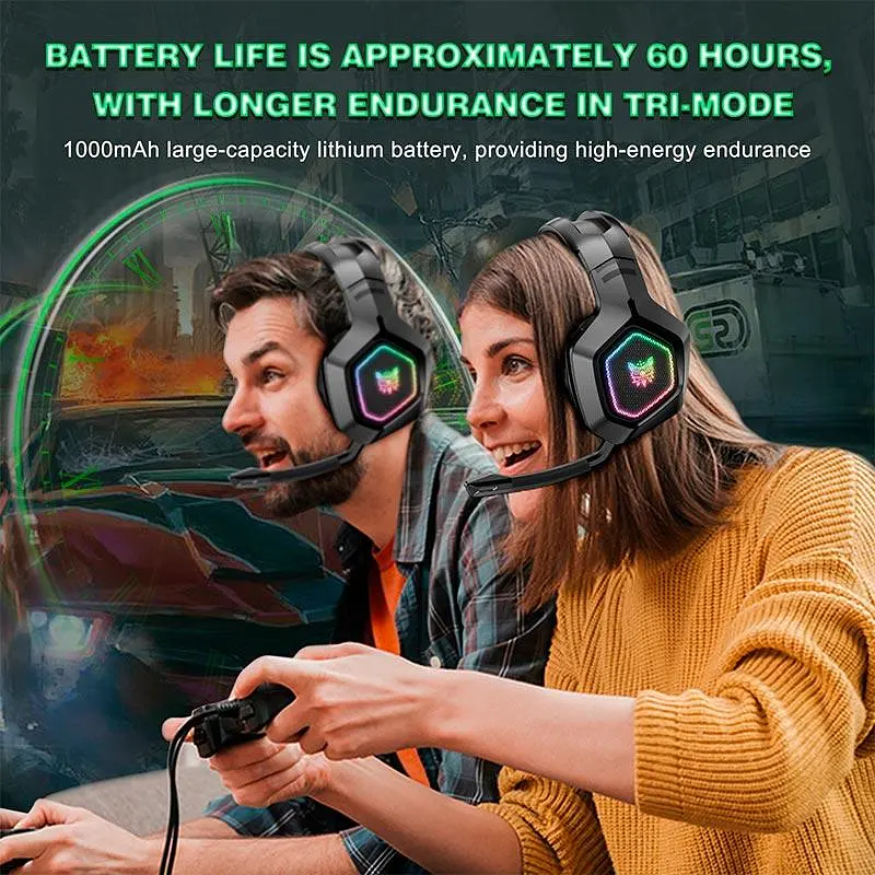 Наушники Onikuma Headset Headworn B100 BT5.3/2.4G, Type-C, PS4/PS5/PC/Mac/iOS/Android, RGB - фото 2
