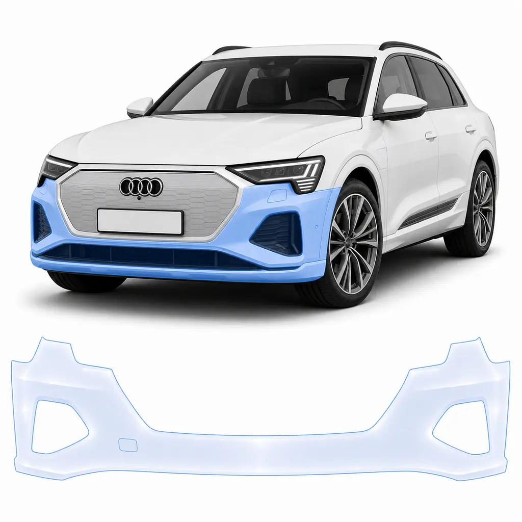 Антигравійна захисна бронеплівка за лекалами для Audi Q8 e-tron GE facelift 2023-2025 - передній бампер