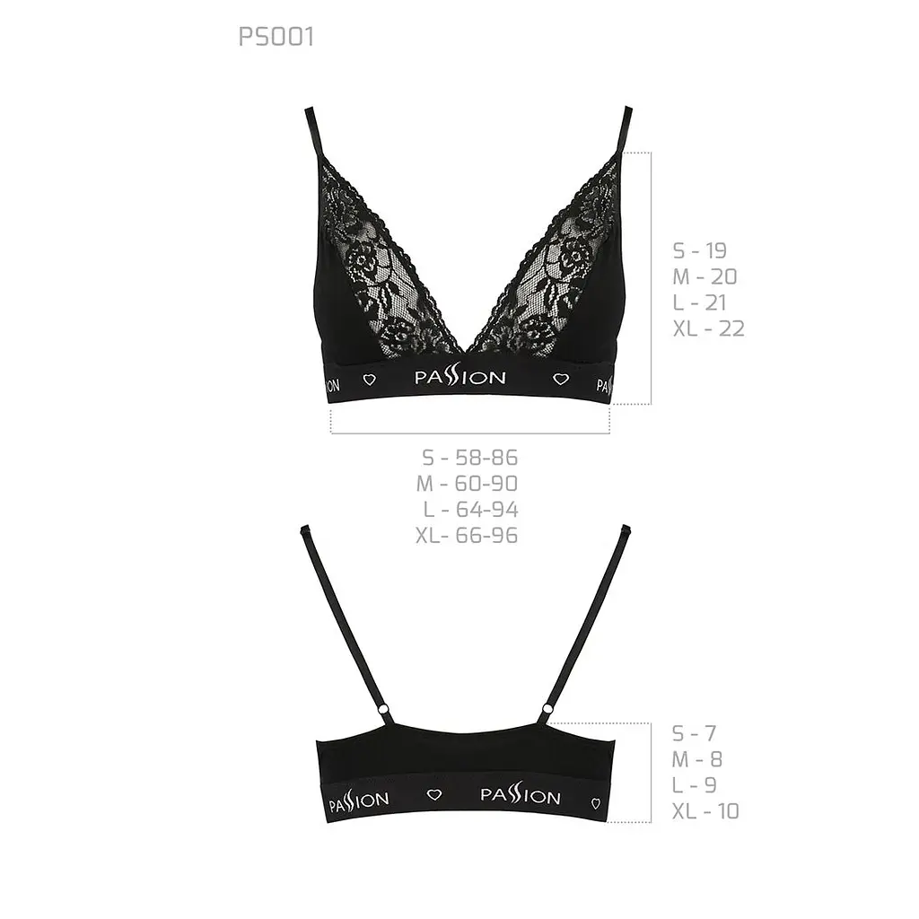 Еластичний топ з мереживом Passion PS001 TOP XL, black - фото 6