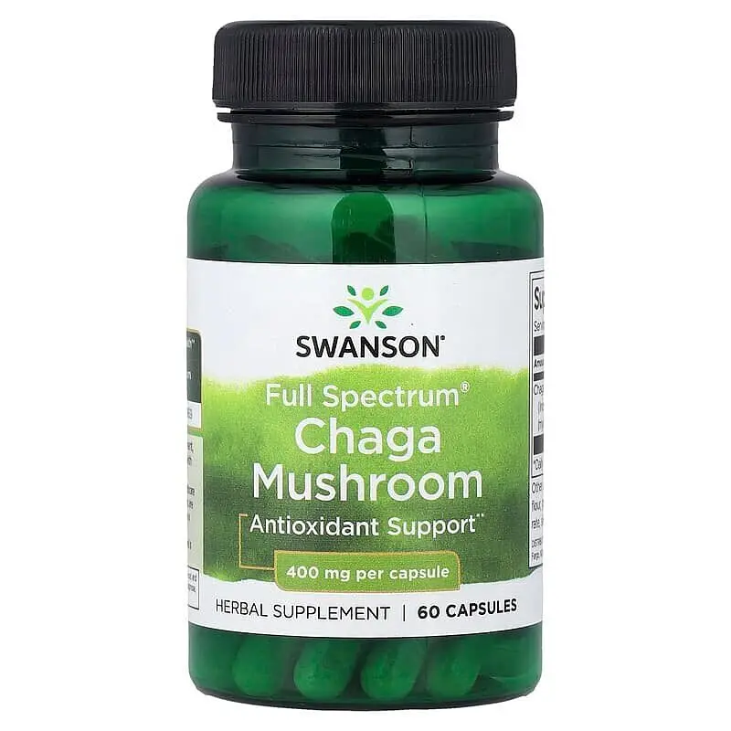 Гриб чага Chaga Mushroom 400 mg Full Spectrum, 60 капсул Swanson vit0004304